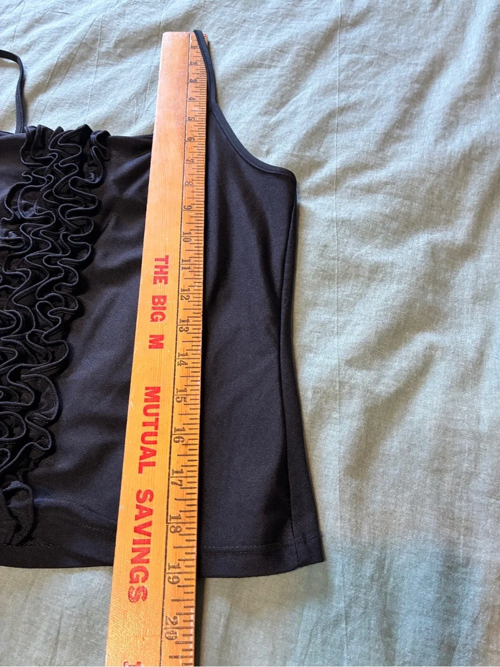 Y2K Ralph Ralph Lauren RRL Stretch Ruffle Cami Black Top S - Picture 5 of 7